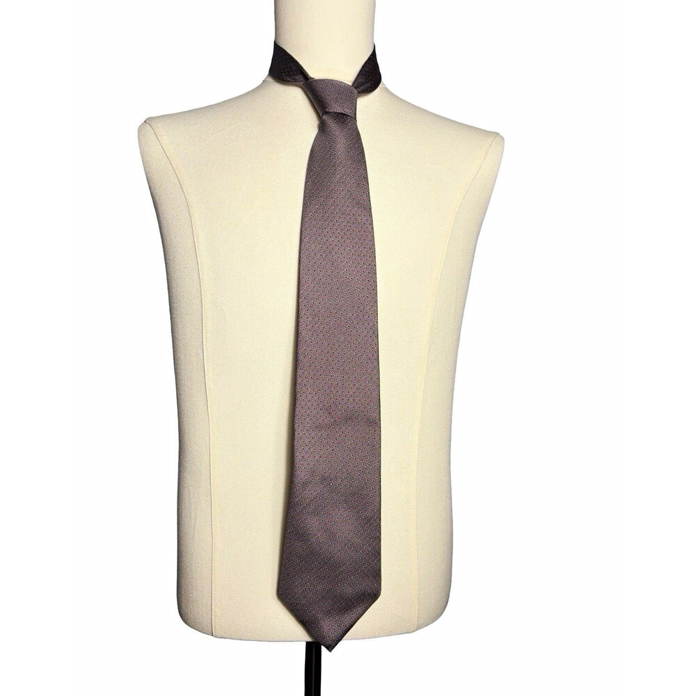 Men's Woven Paisley Neck Tie Gray & Red Classic Menswear Patterned Tie